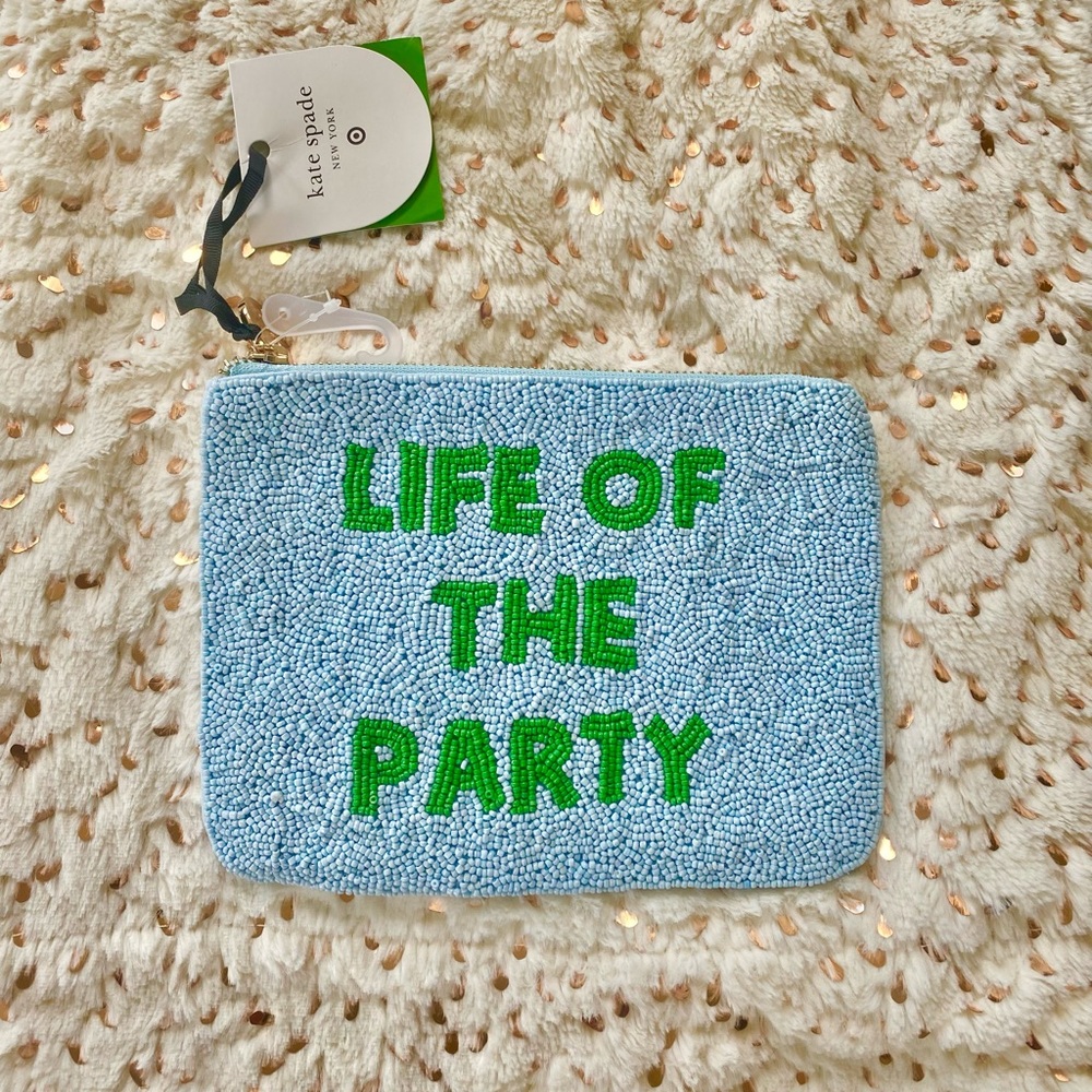 Kate Spade X Target Light Blue and Green Beaded Life if the Party Clutch